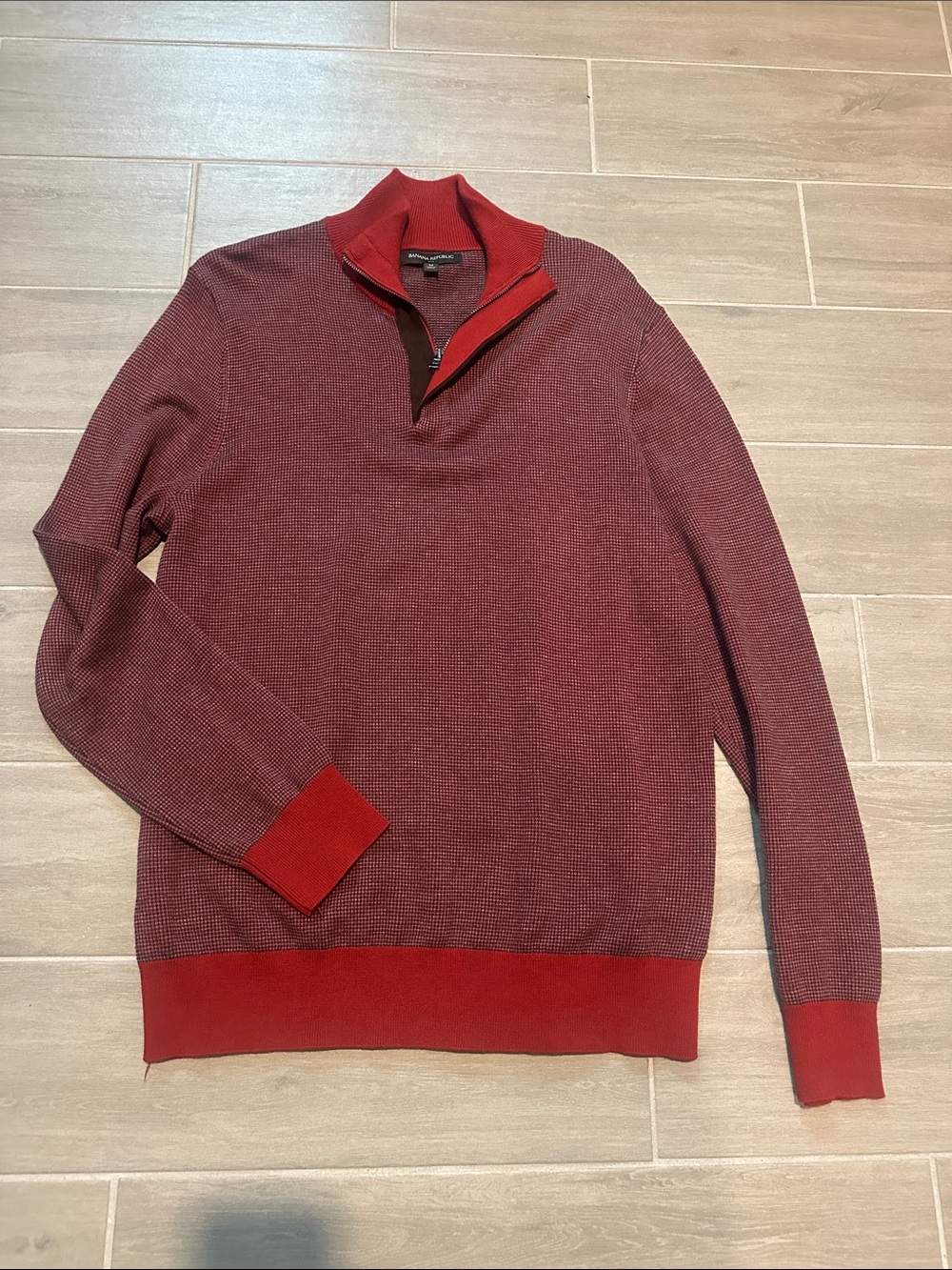 Banana Republic Quarter-Zip Marled Red Men's Sweater